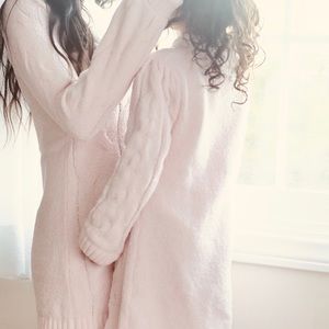 Girl pink sweater dress